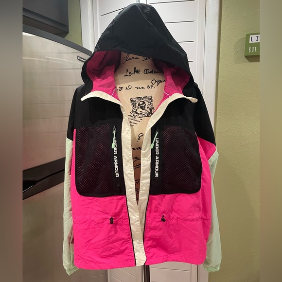 New Under Armour Hoodie Colorblock Retro Mesh Lightweight Windbreaker Unisex M-L - Picture 13 of 16